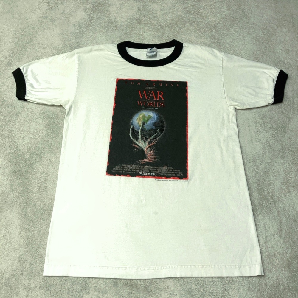 Vintage War of the Worlds Movie Promo Ringer Shirt Tom Cruise Mens Medium